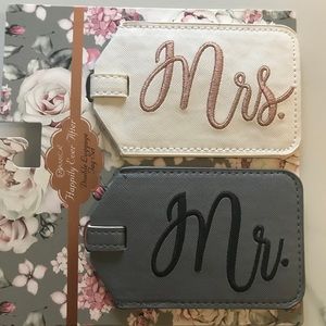 Mr. and Mrs. luggage tags set.